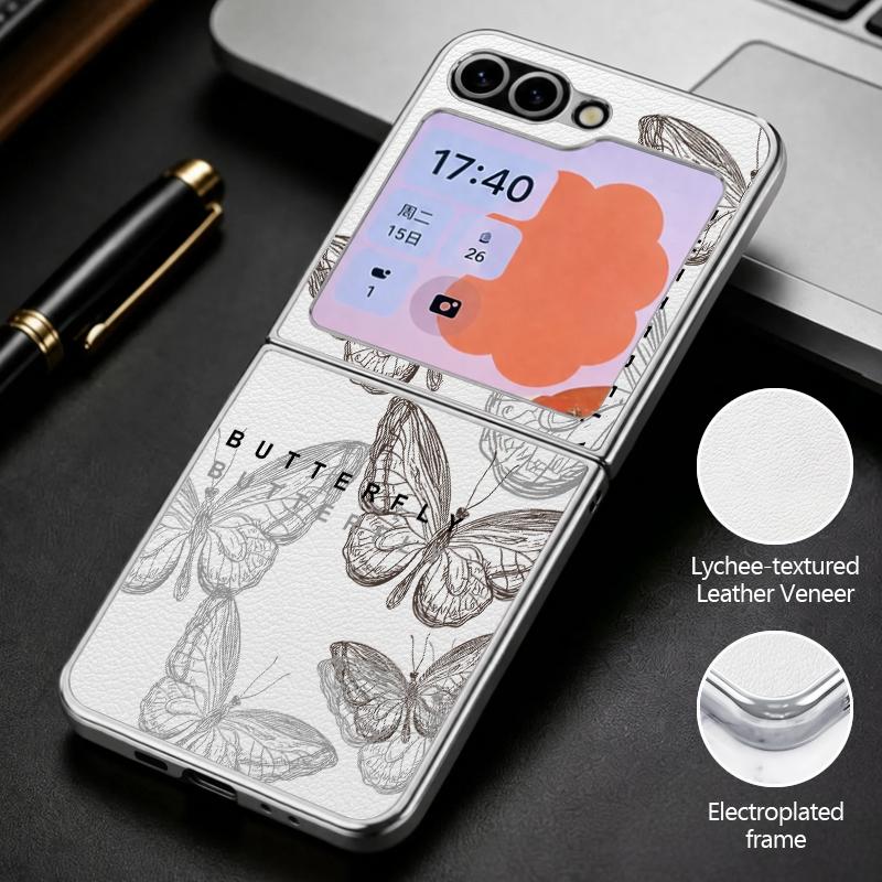 Чехол с принтом бабочки для Samsung Galaxy Z Flip 8 7 6 5 Z Flip8 Flip7 Flip6 Гибридный 3-в-1 Покрытие Кожаная накладка Чехол для складного телефона