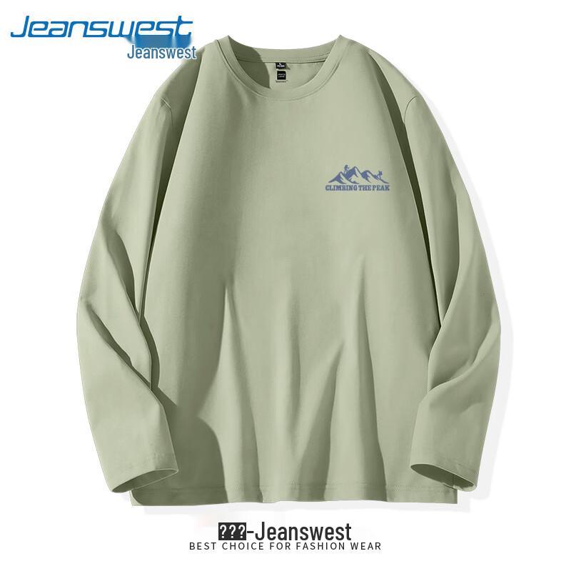 Мужская футболка Jeanswest 2026, американский тренд, свободный крой, плотный хлопок, длинный рукав