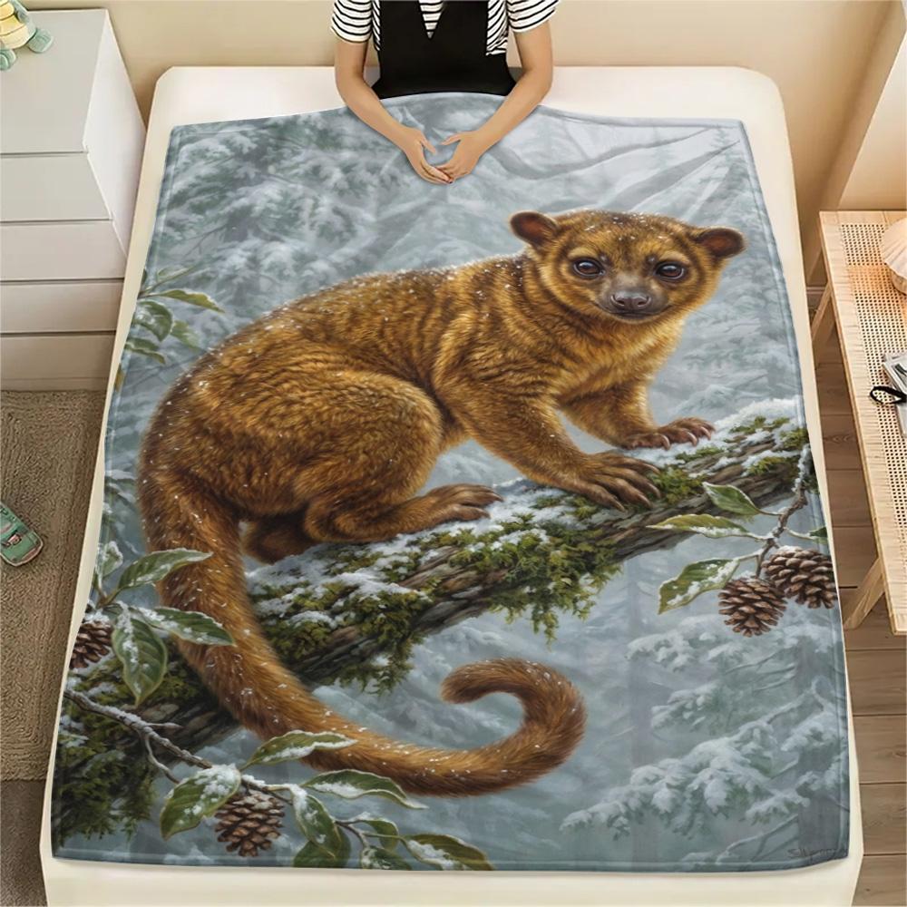1PC Snowy Tree Haven Print FlAannel Blanket, High quality Comfortable for All Seasons, Home Decor, Warmth and Comfort