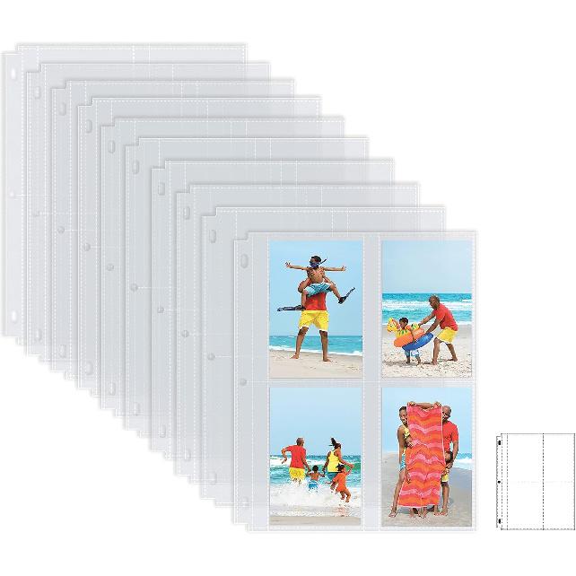 Better Office Products Photo Album Refill Sheets, 3.5 x 5 Inch, Heavyweight, Diamond Clear 3 Ring Photo Binder Page Refills, 200 Total Photos, Each
