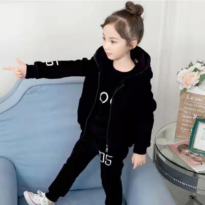 Winter Girls Tracksuit Autumn Toddler Teenager Clothes Tiger Velvet Jacket + Hoodie + Pant Children Kids 8 9 10 11 12 Year