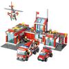 City Fire Station 3d Model Rescue Fire Engine Truck Vehicle Helicopter Model Building Blocks Set Toy