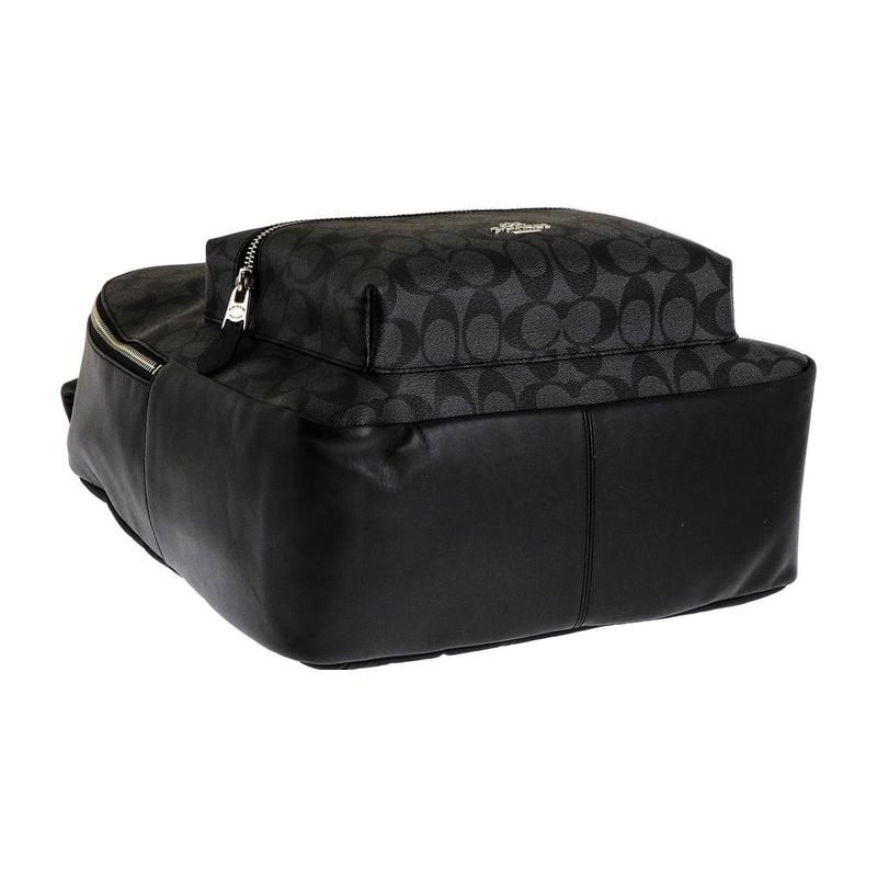 Coach Charlie 30 Fashion Casual Monogram Canvas And Calfskin Backpack Unisex Backpack Black 58314-SVDK6