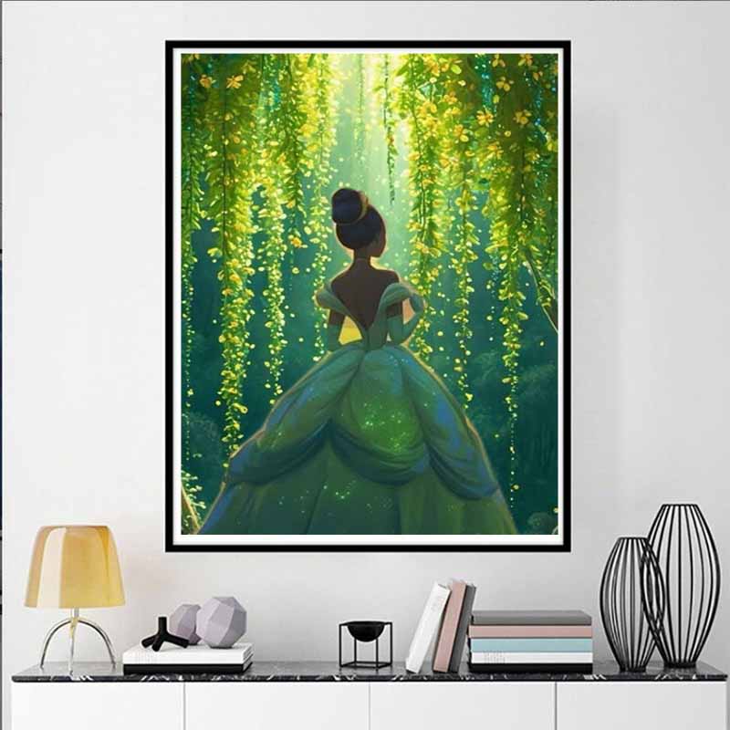 Disney 5D DIY Алмазная живопись Принцесса и лягушка Иллюстрация Мультфильм Полная алмазная мозаика Искусство Набор для украшения стен