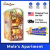 Cutebee Book Nook Kit 3D Wooden Puzzle Bookshelf Roombox Toy Mole's Apartment Miniature with Dustproof Cover LED Light Booknook