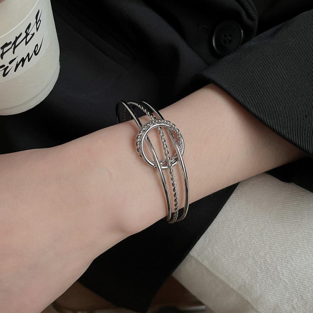 Железные браслеты-манжеты Золотой Серебряный Преувеличенный браслет Уникальный широкий открытый браслет Девушки