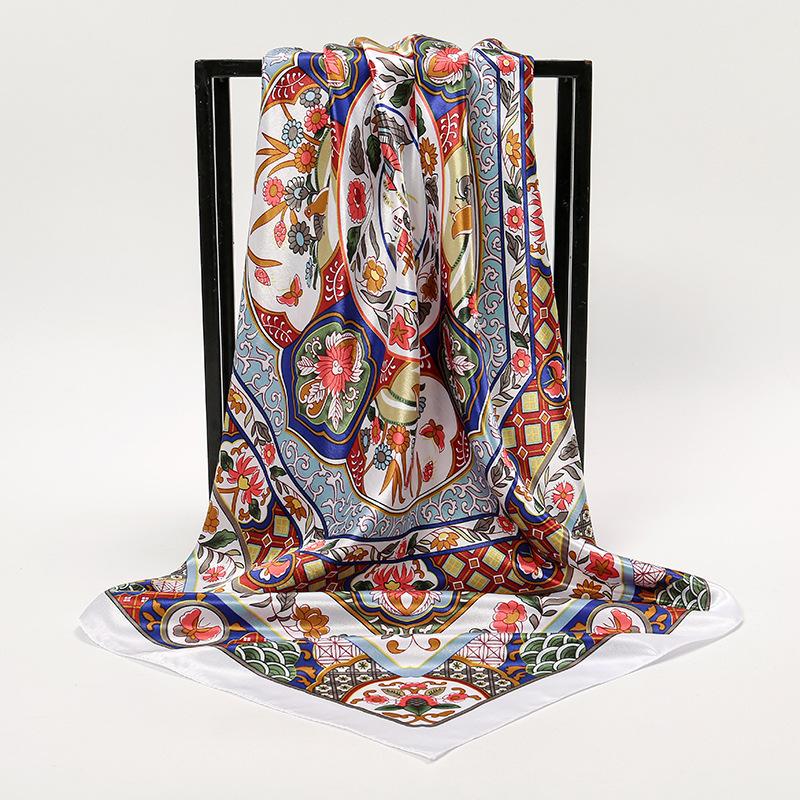 Spring and Autumn Women's Cashew Print Square Scarf Fashion Commuting Versatile Headscarf Stained Rose Square Scarf