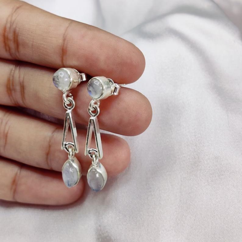 Moonstone Earring 925 Sterling Silver Dangle Earring Natural Gemstone Earrings