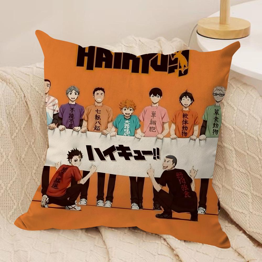 Anime HHaikyuu Cushion Cover Soft Plush Fabric DoubleSided Printed Sofa Cushion Cover for All Seasons Home Decor Gift