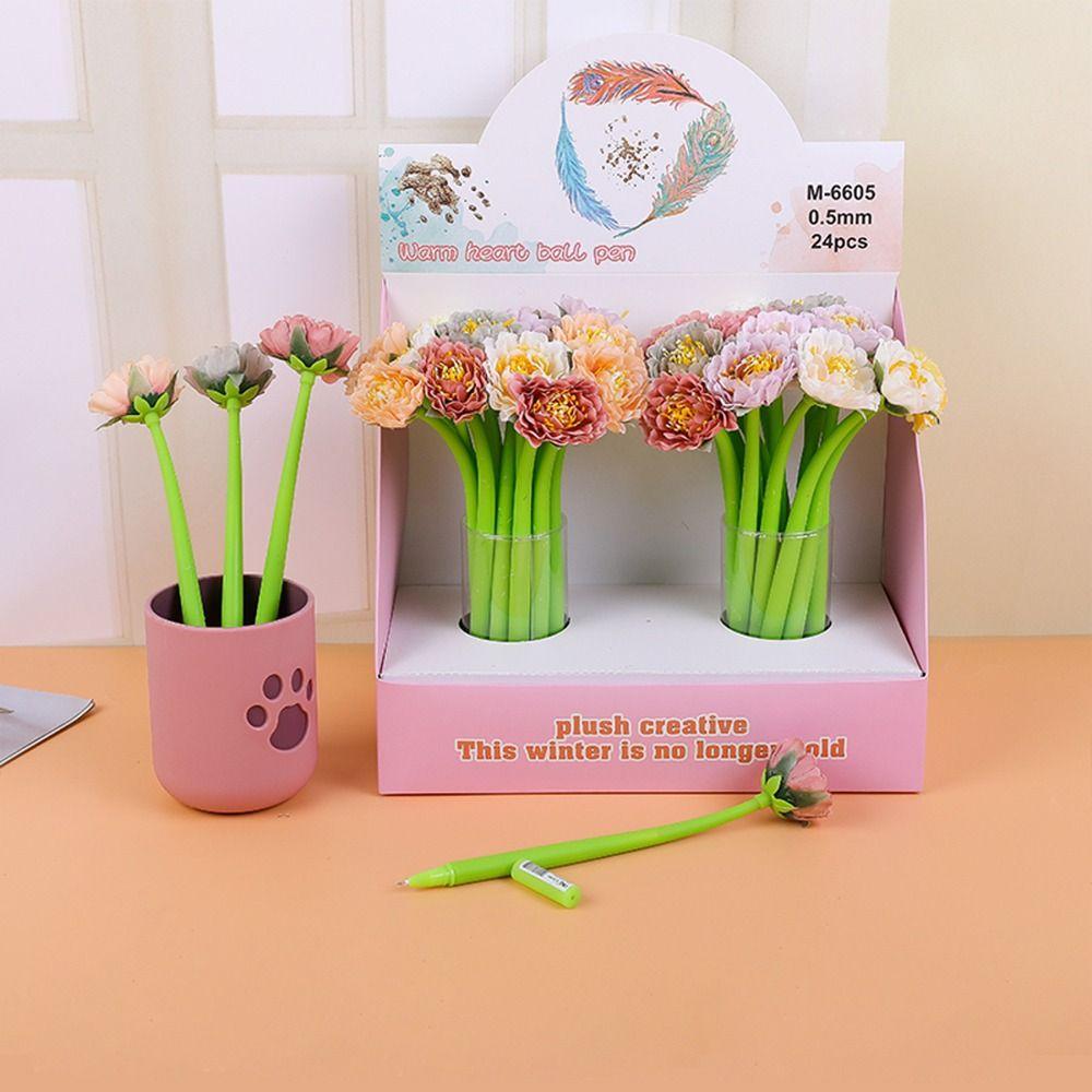 Signing Dancing Flower Pen Simulation Rose Flower Gel Ink Pens  Office School Supplies