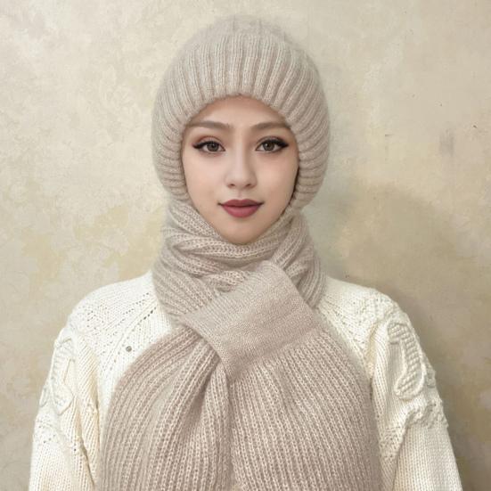 Зимняя вязаная шапка-шарф, теплая ветрозащитная защита ушей, для холодной погоды, для велоспорта, женская вязаная шапка-бини, утеплитель для шеи, шарф