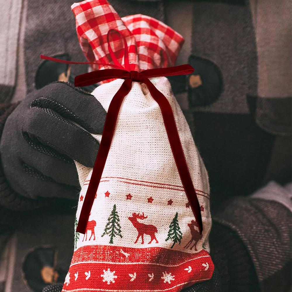 24 шт. Бархатные бордовые бархатные банты для рождественской елки для декора двери, рождественской елки