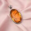 Подвеска из натурального цитрина с серебряной цепочкой, подвеска из стерлингового серебра 925 пробы