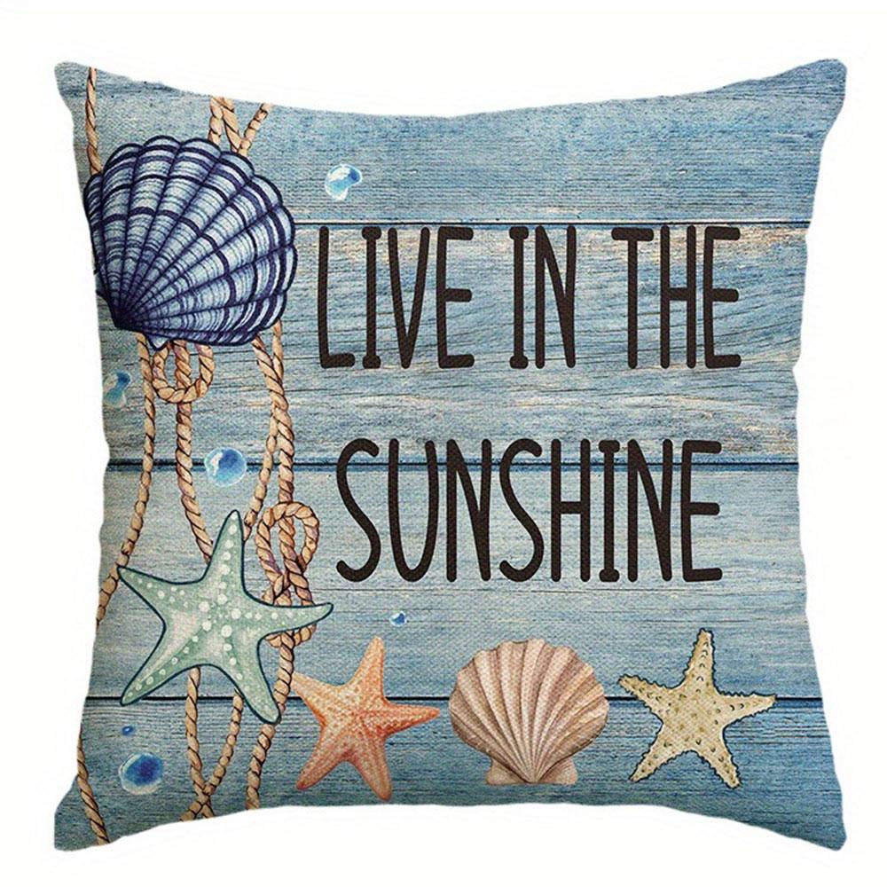 Nautical Elements Pattern Home Decor Pillow Cover Living Room Sofa Polyester Cushion Cover With Zipper