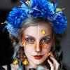 Bright Artificial Marigold Flower Headband Vivid Faux Marigold Floral Headpiece  Holiday Gathering