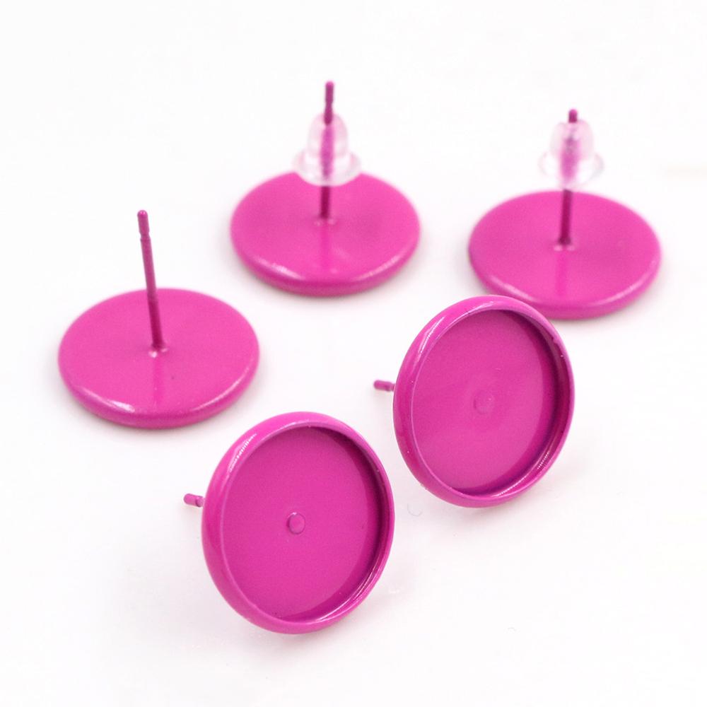8/10/12mm 20pcs/lot 26 Colors Plated Earring Studs,Earrings Blank/Base,Fit 8-12mm Glass Cabochons,Buttons Earring Bezels