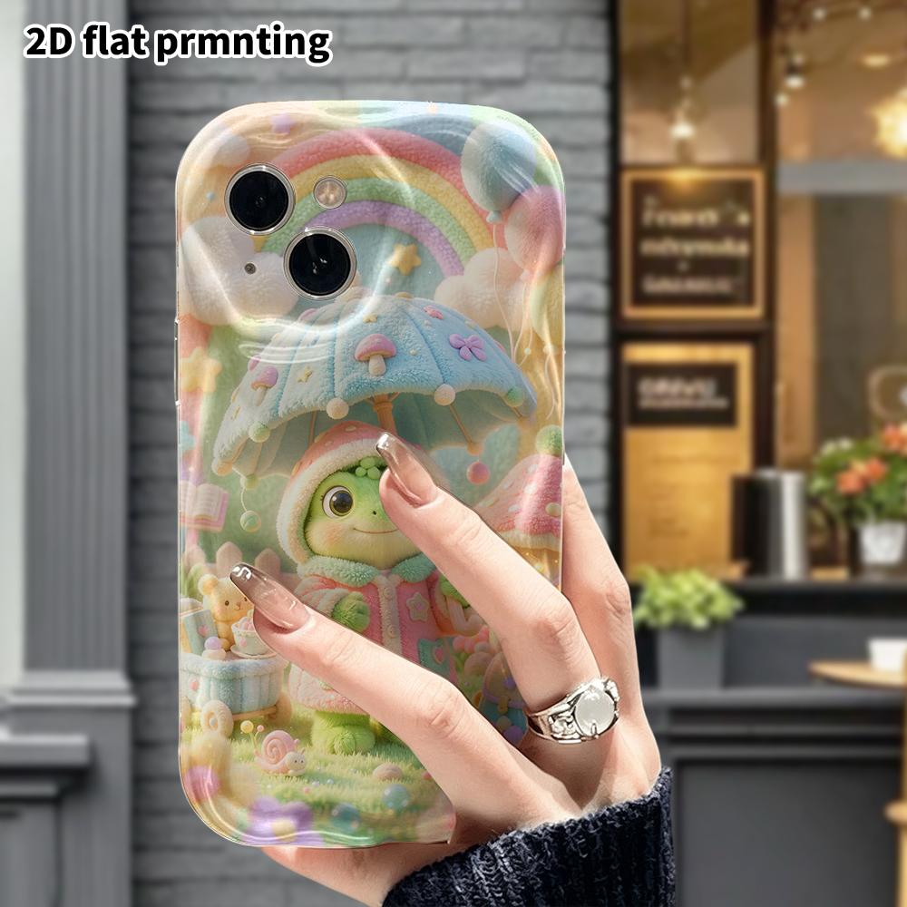 Чехол для телефона: 2D плоский, подходит для iPhone 18 17 16 15 14 13 12 Pro, с маленькой лягушкой, держащей зонтик, идеальный для Рождества и Хэллоуина