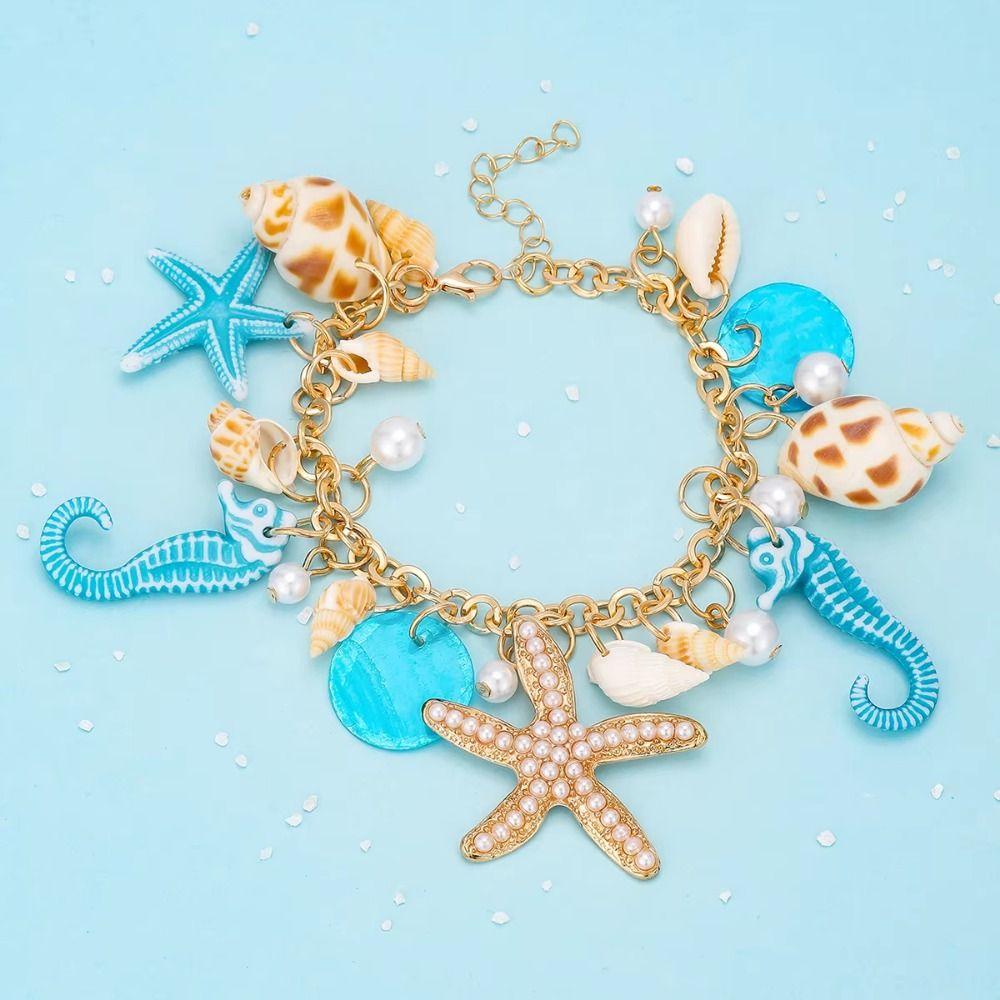 Imitation Pearl Shell Starfish Bracelet Sea Series Natural Conch Beach Bracelets Beach