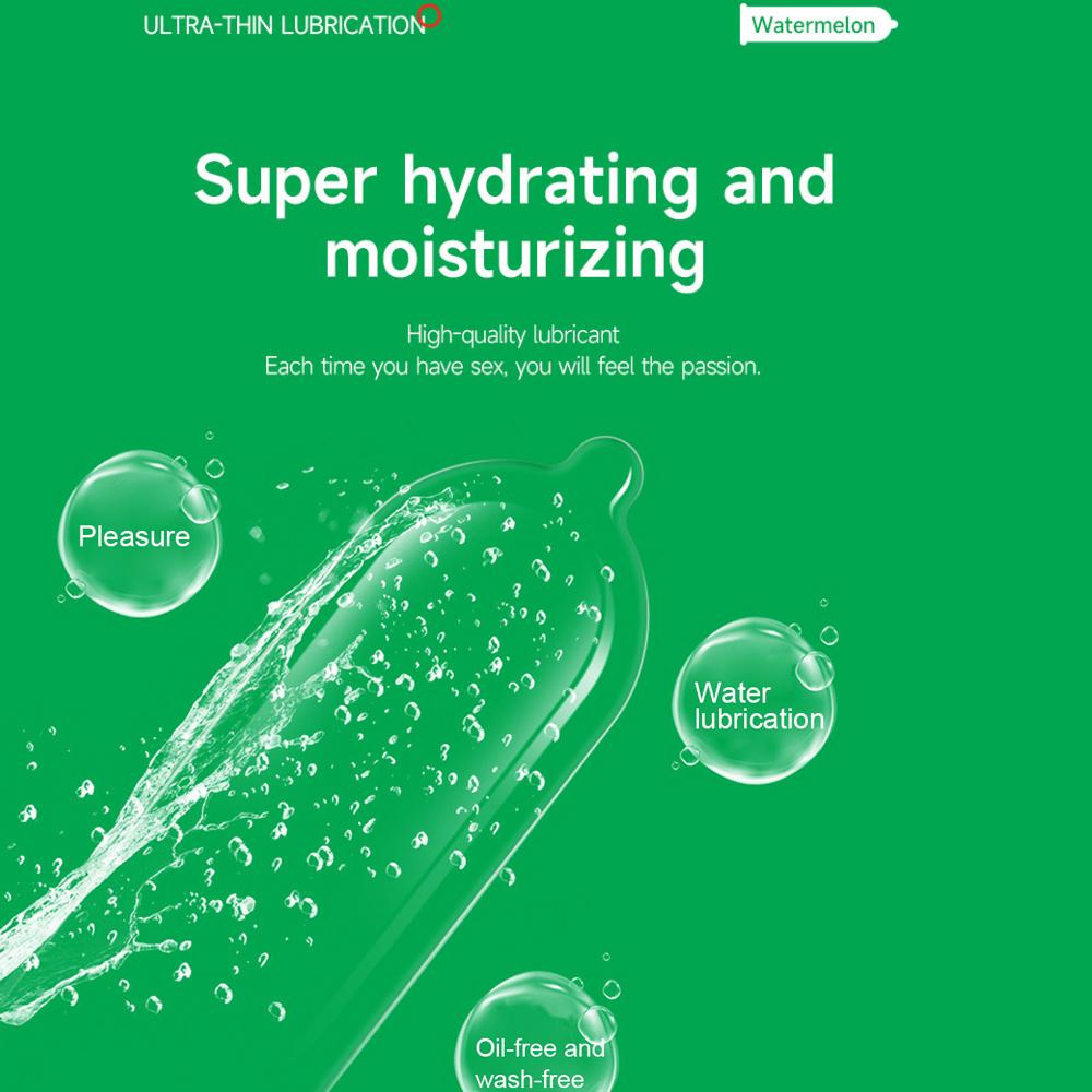 Ультратонкий презерватив-смазка Арбузный натуральный латексный презерватив 52 мм с ароматизированной нитью Безопасный секс Секс-продукт для мужчин