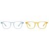 HUSTLR Zero Power Bluecut & Antiglare Computer Eyeglasses | Blue (Large) & Amber (Medium) Full Rim Square | For Men & Women | LB E14058 Combo Pack