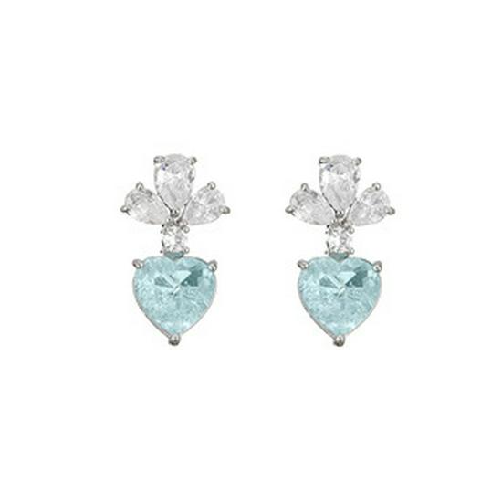 RAKOL Sapphire Color Geometric Square Zircon Stud Earrings for Women