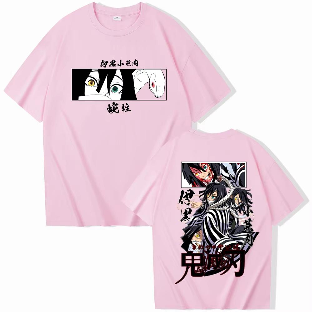 Anime Demon Slayer Iguro Obanai T-Shirt Women Men Harajuku O Neck Short Sleeve T Shirt for Fans Kawaii Vintage Clothes