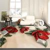 European Rose Floral Carpets Living Room Gorgeous Decoration Sofa Table Area for Rugs Home Bedroom Non-slip Floor Mat Washable