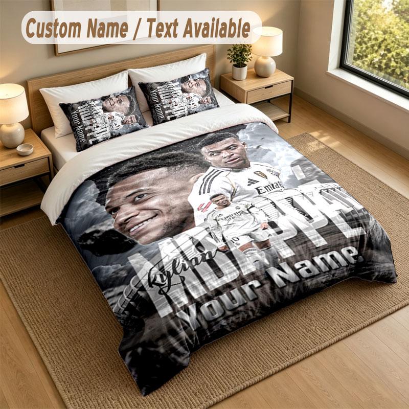 Bedding Set 1 Duvet Cover 2 Pillowcases Kylian Mbappe Print Soft Bed Linen Bedroom Decor