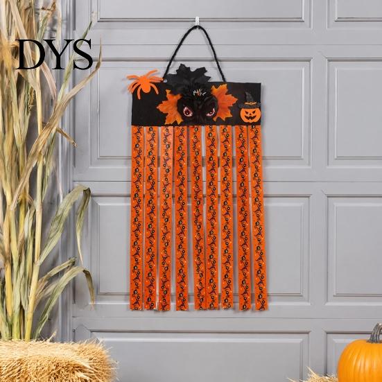 Non-woven Fabric Holiday Wall Decoration Halloween Rag Flag Banner, Pumpkin Maple Leaf Flower Ribbon Hanging Tassel for Home Entrance Decor, Farmhouse