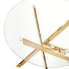 Dining Table with Cross Metal Leg and Tempered Glass, Modern Space-Saving Kitchen Table for Living Room, Round Table, Golden Legs, 80x80x75cm