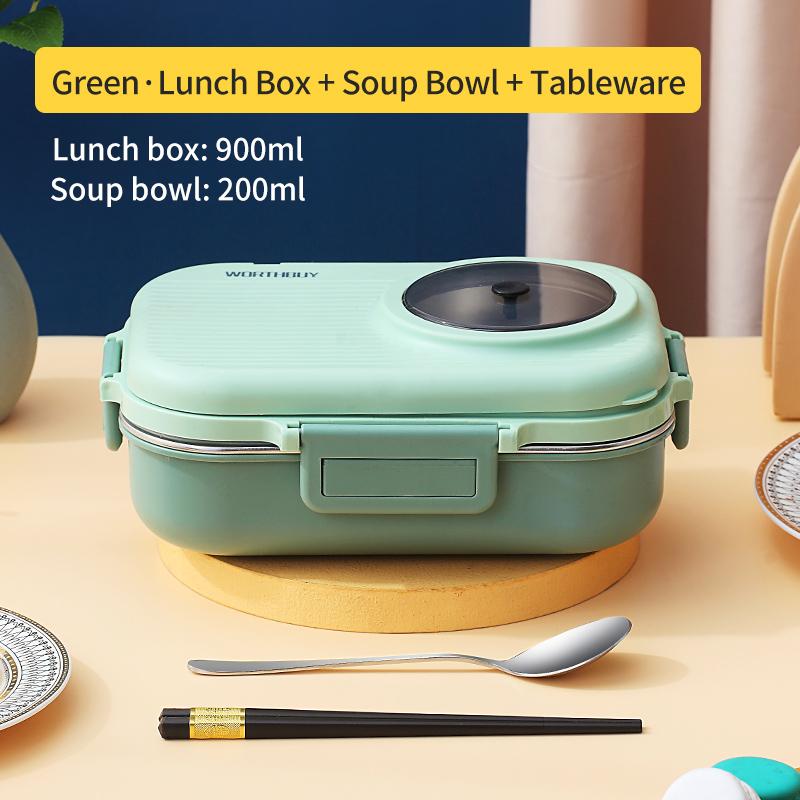 Four Compartmentalized Plastic Portable Lunch Box