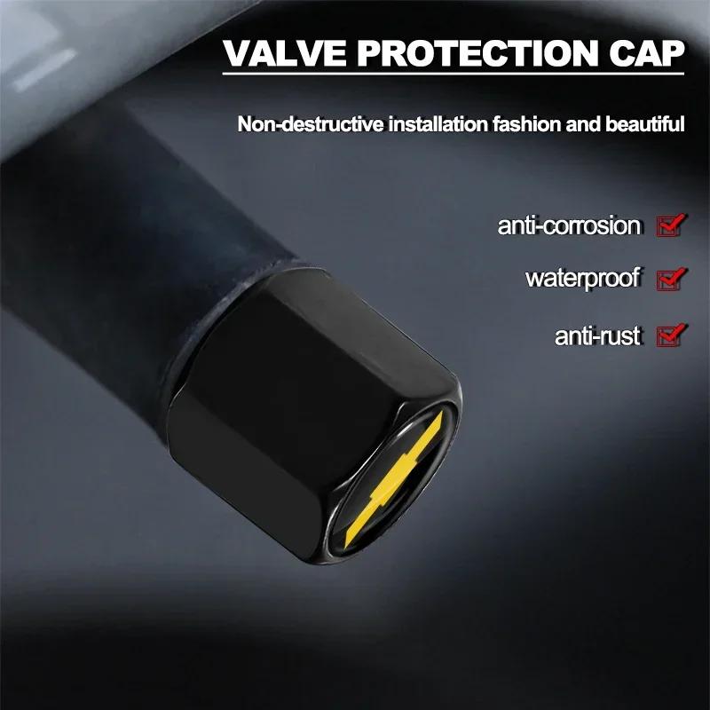 For Chevrolet CFD6Car Wheel Tire Valve Stems Cap With Keychain Keyring Badge For Chevrolet Silverado Impala Malibu Equinox Cruze Camaro Spark Aveo