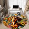 1pc Dachshund Flowers Office Round Rug, Non-slip, Soft and Durable Office Rug for Interior Decoration, Perfect for Office,Decoration yy260204016