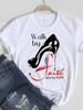 Unisex Tee Top Faith Trend 90s Lovely Short Sleeve Fashion Print Lady Clothing Casual  Tshirt FeUnisex Graphic T-shirts