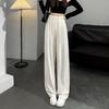 Брюки для женщин на лето тонкие костюмные брюки эластичные прямые брюки с высокой посадкой универсальные широкие брюки с драпировкой