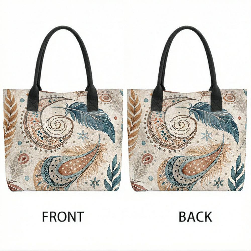 Bohemian Pattern Tote Bag Large Capacity Casual Shoulder Bag for Daily Shopping Travel Lightweight Reusable Handbag
