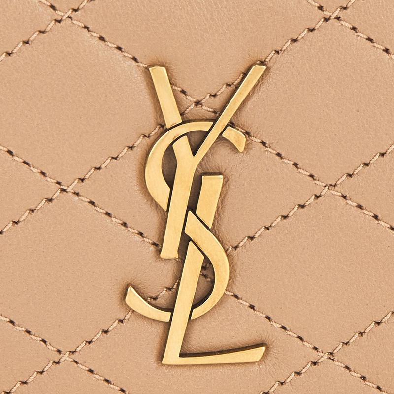 Saint Laurent Gaby Chain Strap Metal Logo Quilted Leather Shoulder Bag Women shoulder bag Beige 754051-1EL07-2646