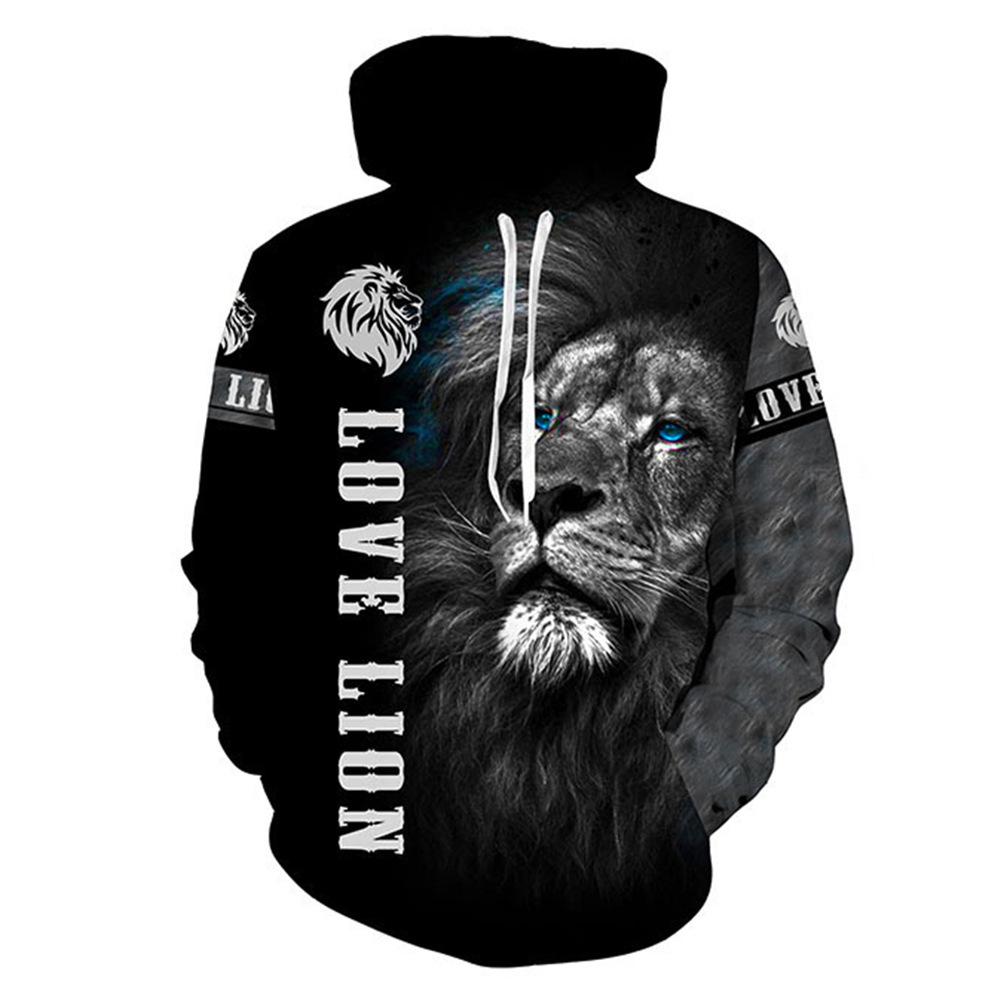 Весенне-осенняя модная мужская толстовка с 3D принтом льва, уличная одежда, одежда для пар, пуловеры с длинными рукавами для бега, повседневный спортивный костюм