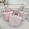 1 Милая женская новая сумочка, кружевная любовь, портативная сумка-ведро, сумка для бенто большой вместимости.