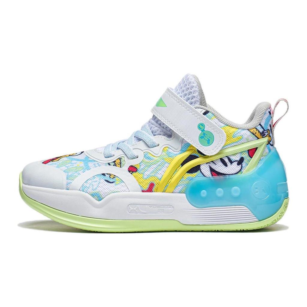 Li Ning Comfortable Daily Non-Slip Shock Absorbing Wear-Resistant Casual Shoes Kids Shoes White Blue YKNT066-3