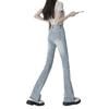 Light American Style Micro-flare Jeans for Women In Spring New High-waist Slim Bell-flare Trousers