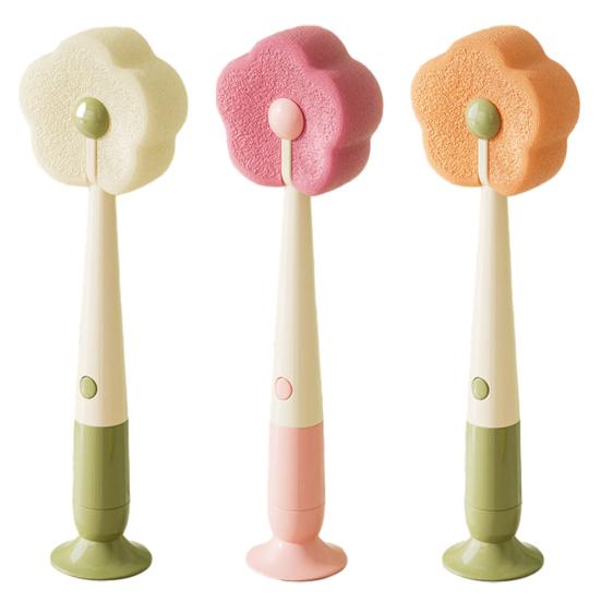 Щетка для чистки с основанием на присоске, съемная губка в форме цветка, функции «три в одном», многофункциональная щетка для чистки