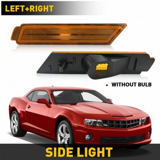 Amber Lens Front Side Marker Signal Light Reflectors For 10-15 Chevy Camaro EXV