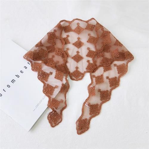 Summer Fashion Transparent Lace Embroidered Triangle Scarf Women's Hollow Scarf Floral Scarf for Women