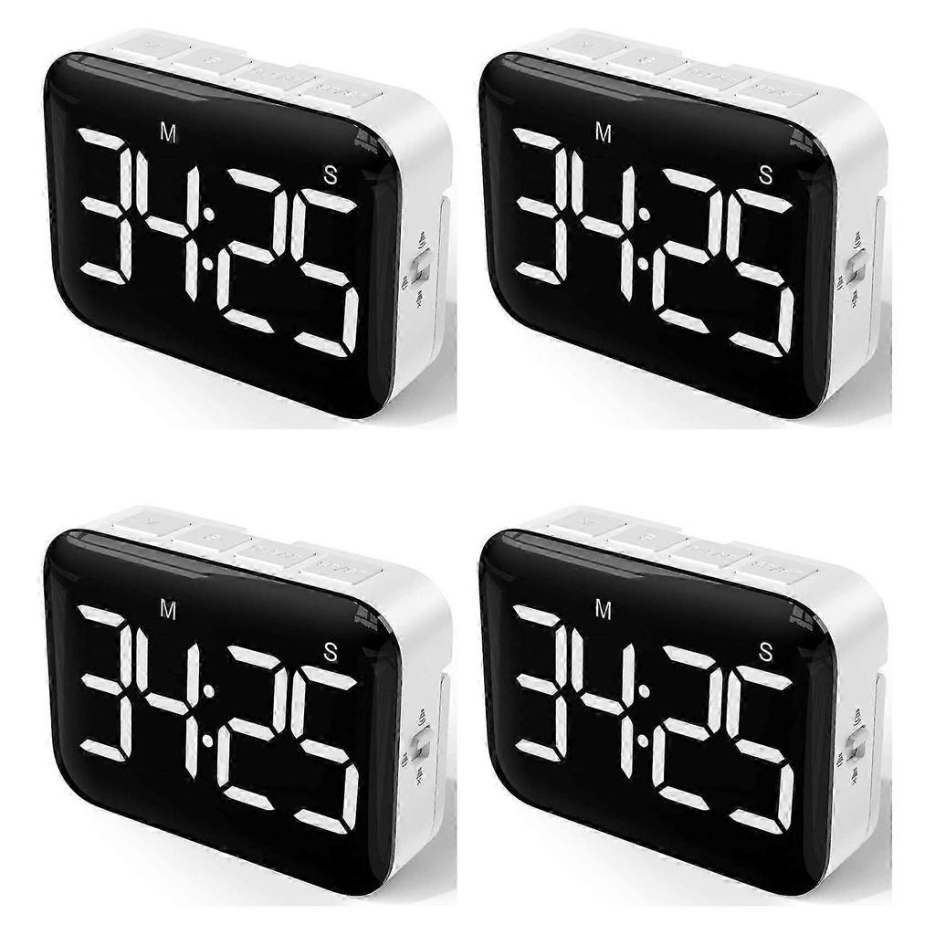 4X Digital Kitchen Timer - Magnetic Countdown Count Up Timer with Large LED Display Loud Volume for Cooking and for Kids