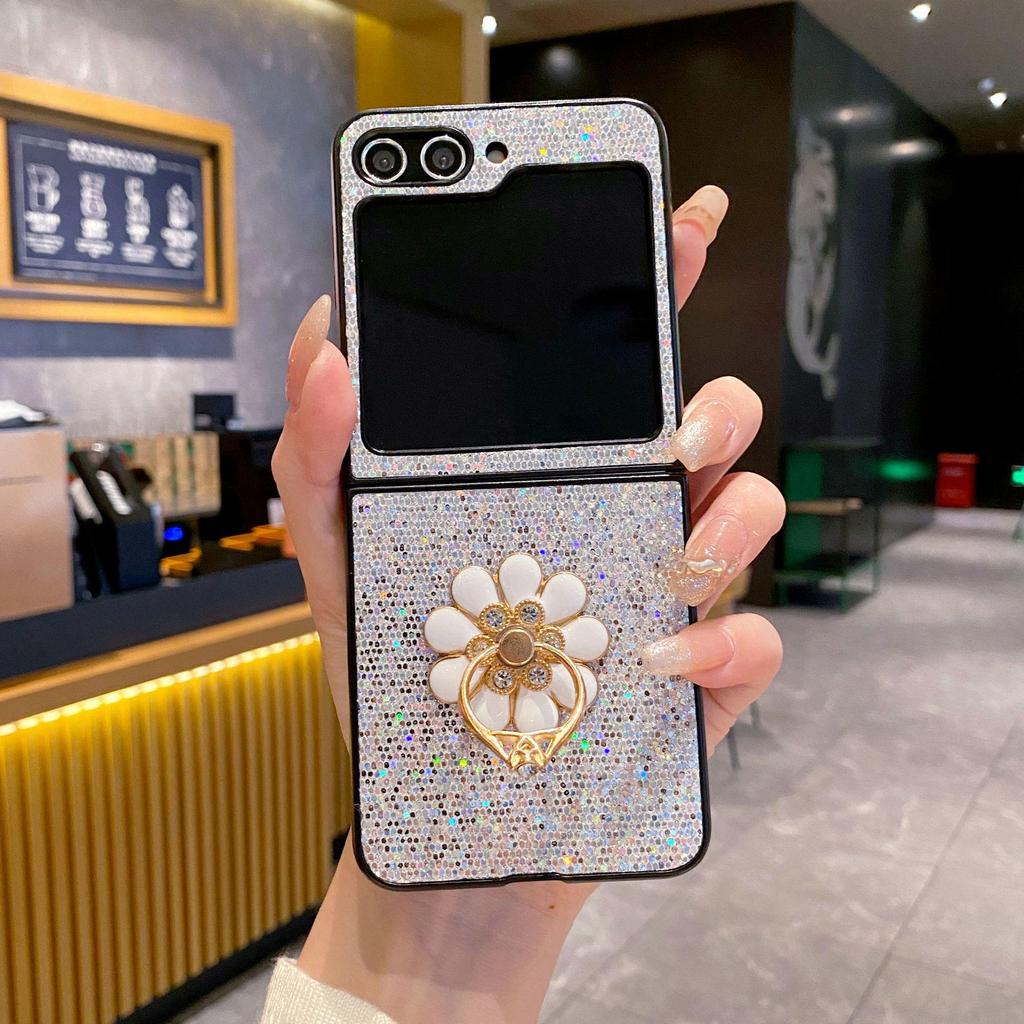 Жесткий чехол Samsung Z Flip6 Starry Sky Glitter Stand, совместимый с Z Flip4/Flip7
