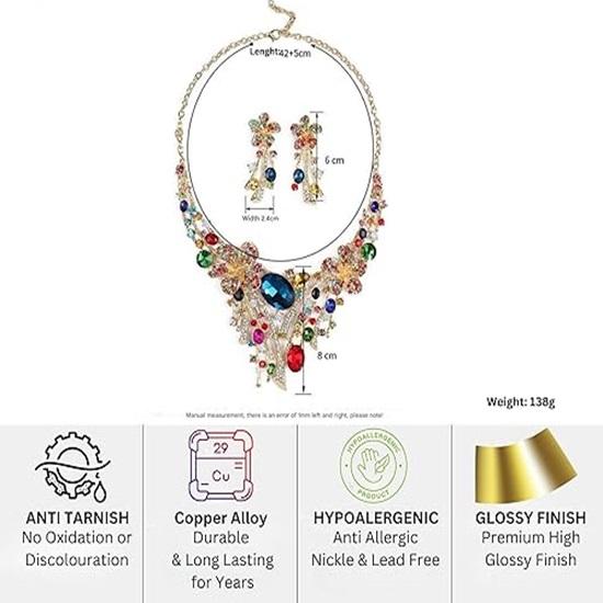 Ожерелье, серьги, комплект с синими драгоценными камнями, хрустальное ожерелье для женщин, украшения для вечеринок и особых случаев