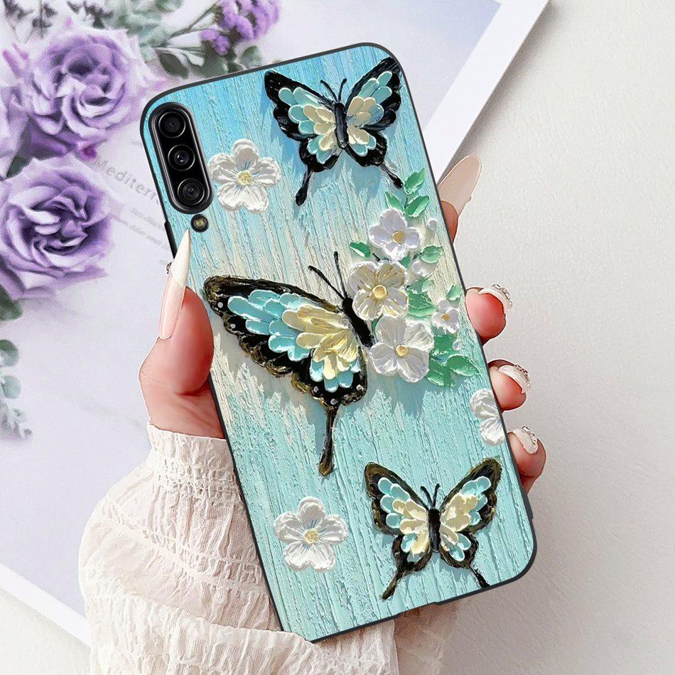 Чехол для телефона Samsung Galaxy A90 5G Чехол для Samsung A90 5G SM-A908B Элегантный Цветочный Кот Раскрашенный Черный Силиконовый Мягкий ТПУ Чехлы