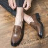 Street Fashion Men's Loafers Slip-ons Genuine Leather Brown Casual Business Dress Shoes Party Wedding Mens Footwear