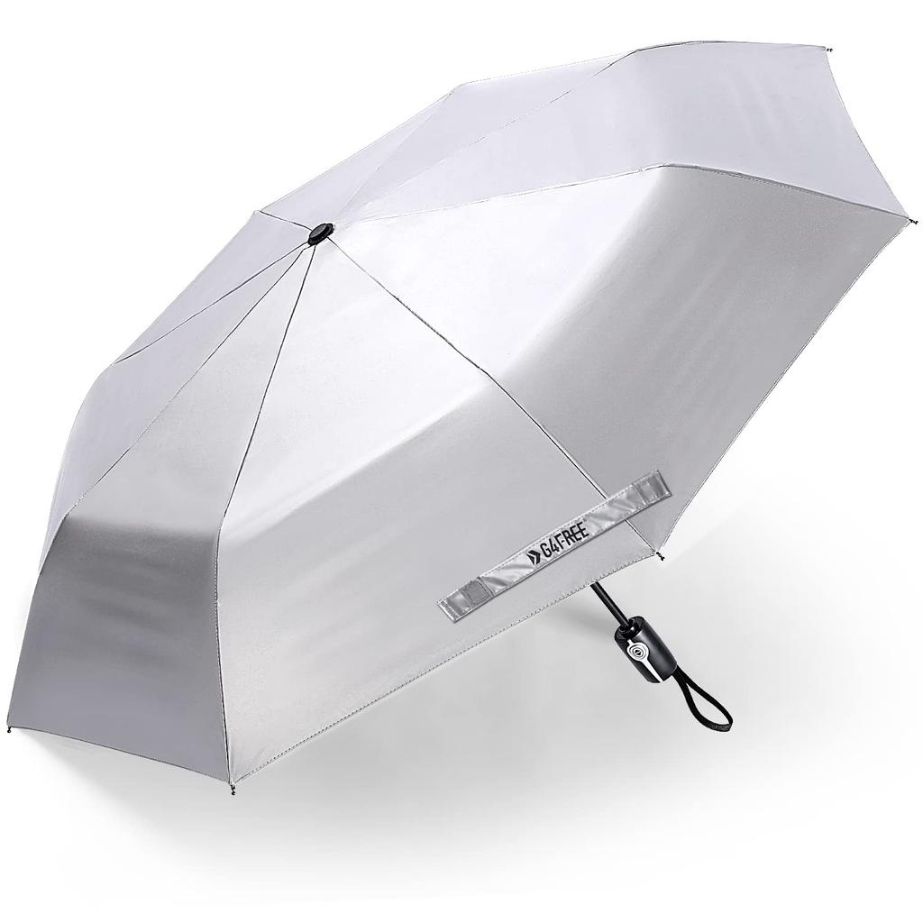 G4Free 46 Inch Compact Travel Umbrella Windproof UV Protection Silver Coating Automatic Parasol Ultra Lightweight UPF50+ Open/Close
